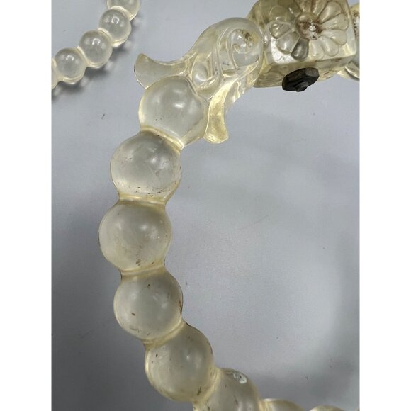 Art Deco Lucite Curtain Tiebacks Beaded Floral Design & Metal Mounting Brackets* - Picture 6 of 16